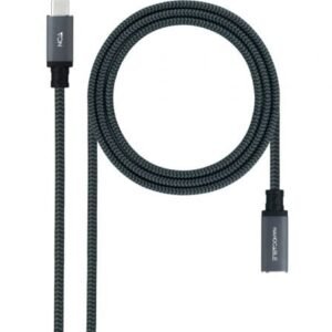 Cabo Alargador USB Tipo-C 3.2 Nanocable 10.01.4501-COMB/ USB Tipo-C Macho - USB Tipo-C Hembra/ 1m/ Preto