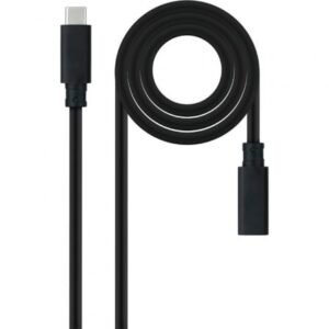 Cabo Alargador USB Tipo-C 3.2 Nanocable 10.01.4502/ USB Tipo-C Macho - USB Tipo-C Hembra/ 2m/ Preto