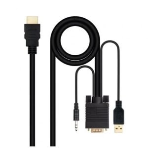 Cabo Conversor Nanocable 10.15.4350/ HDMI Macho - VGA Macho - Jack 3.5 Macho - USB Macho/ 1.8m/ Preto