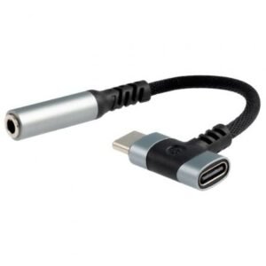 Cabo Conversor Audio Nanocable 10.24.1207/ USB Tipo-C Macho - Jack 3.5/ USB Tipo-C Hembra/ 10cm/ Preto