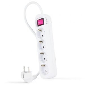 Regleta con Interruptor Nanocable 10.37.0004/ 4 Tomas de Corriente/ Cabo 1.4m/ Branca