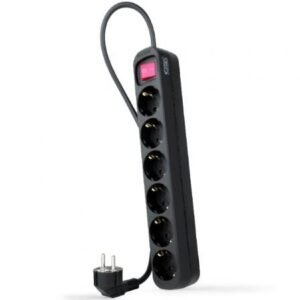 Regleta con Interruptor Nanocable 10.37.0006-BK/ 6 Tomas de Corriente/ Cabo 1.4m/ Preto