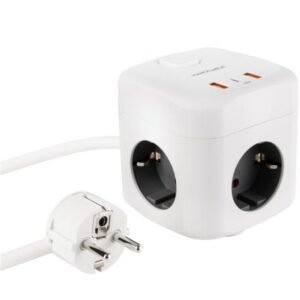 Regleta Nanocable 10.37.0011/ 3 Tomas de corriente/ 2 USB - 1 USB Tipo-C/ Cabo 1.4m/ Branca