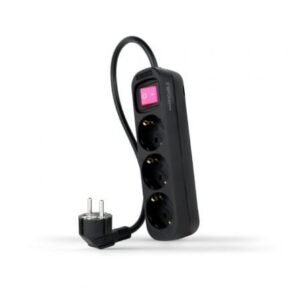 Regleta con Interruptor Nanocable 10.38.0003-BK/ 3 Tomas de Corriente/ Cabo 1.4m/ Preta