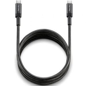 Cabo USB 2.0 Tipo-C NGS KNÃOT/ USB Tipo-C Macho - USB Tipo-C Macho/ Hasta 100W/ 480Mbps/ 3m/ Preto