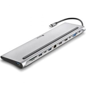 Docking USB Tipo-C NGS WonderDock12/ 3xUSB/ 2xHDMI 4K/ 1xVGA/ 1xRJ45/ 1xLector de Placas/ 1xJack 3.5/ 1xUSB Tipo-C PD/ Cinzento