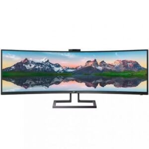 Monitor Profesional Ultrapanorámico Curvo Philips 499P9H 48.8"/ Dual QHD/ Webcam/ Multimedia/ Regulable en altura/ Preto