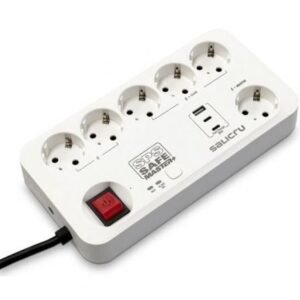 Regleta con interruptor Salicru SAFE MASTER+/ 5 Tomas de corriente/ 1 Master/ 2 USB Tipo-C/ 1 USB/ Cabo 1.4m/ Branca