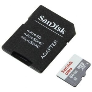 Placa de Memória SanDisk Ultra 64GB microSD XC con Adaptador/ Clase 10/ 100MB/s