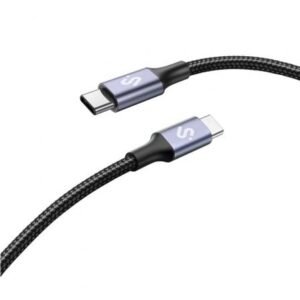 Cabo USB 2.0 Tipo-C Subblim Plus/ USB Tipo-C Macho - USB Tipo-C Macho/ Hasta 100W/ 480Mbps/ 2m/ Preto