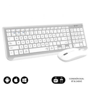 Teclado y Rato Sem fios Subblim Combo Dual Prestige Extendido/ Branco y Plata