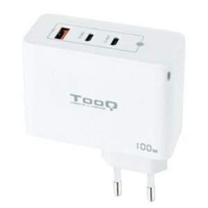 Carregador de Pared GaN TooQ TQWC-GANQC2PD100W/ 2xUSB Tipo-C/ 1xUSB/ 100W