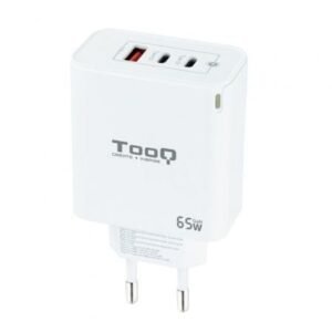 Carregador de Pared GaN TooQ TQWC-GANQC2PD65WT/ 2xUSB Tipo-C/ 1xUSB/ 65W