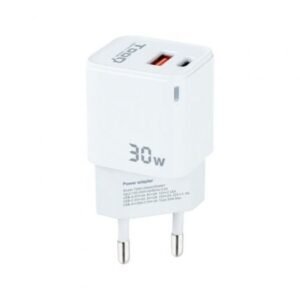 Carregador de Pared GaN TooQ TQWC-GANQCPD30WT/ 1xUSB Tipo-C/ 1xUSB/ 30W