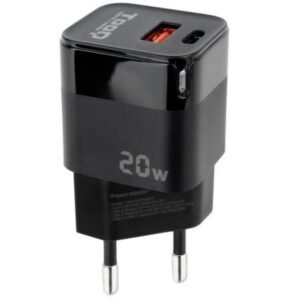 Carregador de Pared TooQ TQWC-QCPD20/ 1xUSB Tipo-C/ 1xUSB/ 20W