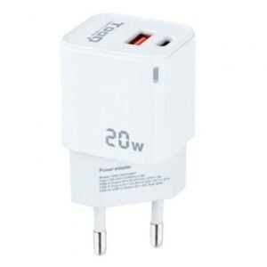 Carregador de Pared TooQ TQWC-QCPD20WT/ 1xUSB-Tipo C/ 1x USB/ 20W/ Branco