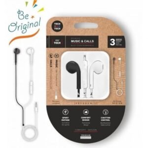 Auscultadores Intrauditivos Tech One Tech earTECH B&W Be Original TEC1011/ con Microfone/ Mini Jack 3.5/ Branco y Preto
