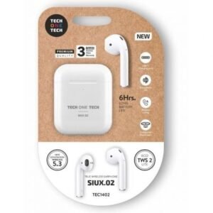 Auscultadores Bluetooth Tech One Tech SIMUX.02 TEC1402/ con estuche de carga/ Autonomía 6h/ Brancos