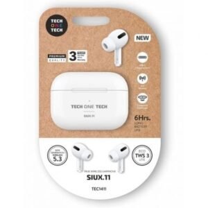 Auscultadores Bluetooth Tech One Tech SIMUX.11 TEC1411/ con estuche de carga/ Autonomía 6h/ Brancos