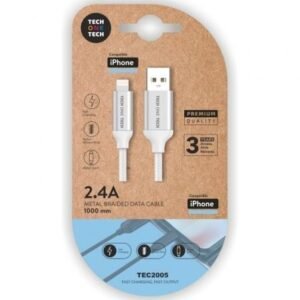 Cabo USB 2.0 Tech One Tech TEC2005/ USB Macho - Lightning Macho/ 1m/ Branco