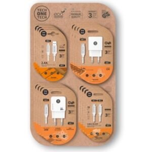 Expositor de Carregadores GaN y Cabos Tech One Tech EKO 400801/ 4 ganchos/ Incluye 16 Produtos