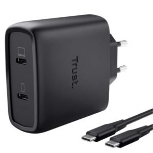 Carregador de Pared GaN Trust Maxo 65W 25525/ 2xUSB Tipo-C/ Incluye Cabo USB Tipo-C/ 65W