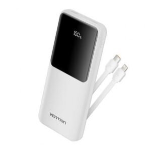 Powerbank 10000mAh Vention FHOW0/ 22.5W/ Branca/ Incluye Cabo USB Tipo-C y Lightning
