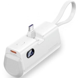 Powerbank 4800mAh Vention FHQW0/ 22.5W/ Branca/ Incluye Cabo USB Tipo-C y Lightning