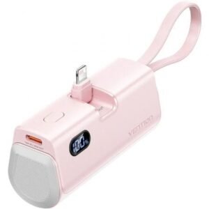 Powerbank 4800mAh Vention FHRP0/ 22.5W/ Rosa/ Incluye Cabo USB Tipo-C y Lightning