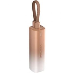 Powerbank 5000mAh Vention FHWJ0/ 20W/ Dourado/ Incluye Cabo USB Tipo-C y Lightning