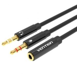 Cabo Estéreo Vention BBTBY/ 2x Jack 3.5 Macho - Jack 3.5 Hembra/ 30cm/ Preto
