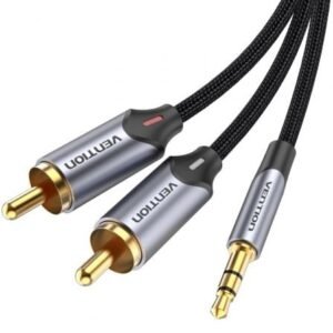 Cabo Audio Vention BCNBG/ 2x RCA Macho - Jack 3.5 Macho/ 1.5m/ Cinzento