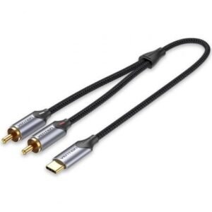 Cabo Conversor Vention BGUHG/ 2x RCA Macho - USB Tipo-C Macho/ 1.5m/ Cinzento