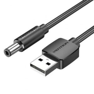 Cabo Alimentación Vention CEYBD/ USB-A Macho - DC 5.5mm Macho/ 50cm/ Preto