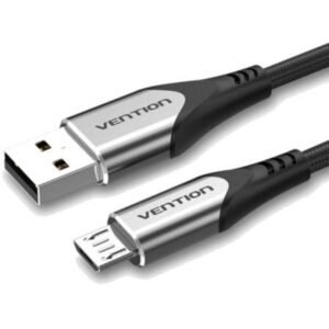 Cabo USB 2.0 Vention COAHF/ USB Macho - MicroUSB Macho/ Hasta 60W/ 480Mbps/ 1m/ Cinzento