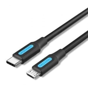 Cabo USB 2.0 Tipo-C Vention COVBF/ USB Tipo-C Macho - MicroUSB Macho/ 480Mbps/ 1m/ Preto