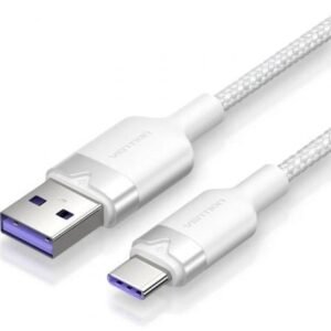 Cabo USB 2.0 Tipo-C Vention CTOWF/ USB Tipo-C Macho - USB Macho/ Hasta 100W/ 480Mbps/ 1m/ Branco