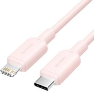 Cabo USB 2.0 Tipo-C Lightning Vention LAKPH/ USB Tipo-C Macho - Lightning Macho/ Hasta 27W/ 480Mbps/ 2m/ Rosa