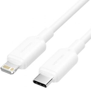 Cabo USB 2.0 Tipo-C Lightning Vention LAKWH/ USB Tipo-C Macho - Lightning Macho/ Hasta 27W/ 480Mbps/ 2m/ Branco