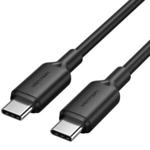Cabo USB 2.0 Tipo-C 3A Vention TRCBF/ USB Tipo-C Macho - USB Tipo-C Macho/ Hasta 60W/ 480Mbps/ 1m/ Preto