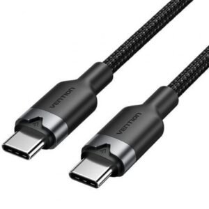 Cabo USB 2.0 Tipo-C 3A Vention TRDBF/ USB Tipo-C Macho - USB Tipo-C Macho/ Hasta 60W/ 480Mbps/ 1m/ Preto