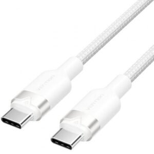 Cabo USB 2.0 Tipo-C 3A Vention TRDWH/ USB Tipo-C Macho - USB Tipo-C Macho/ Hasta 60W/ 480Mbps/ 2m/ Branco