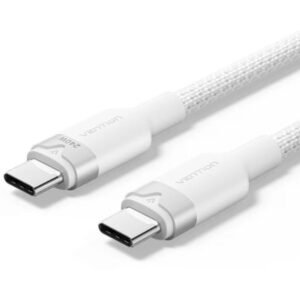 Cabo USB Tipo-C 2.0 5A Vention TRIWH/ USB Tipo-C Macho - USB Tipo-C Macho/ Hasta 240W/ 480Mbps/ 2m/ Branco