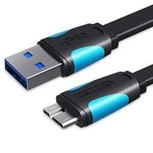 Cabo USB 3.0 Vention VAS-A12-B100/ MicroUSB Macho - USB Macho/ Hasta 10W/ 5Gbps/ 1m/ Azul y Preto