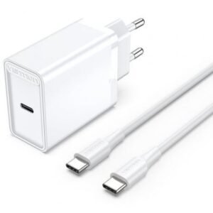 Carregador de Pared Vention FAHWF-EU/ 1xUSB Tipo-C + 2x Cabo USB Tipo-C/ 25W