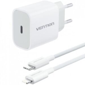 Carregador de Pared Vention G17W0-EU/ 1xUSB Tipo-C + Cabo Lightning/ 20W