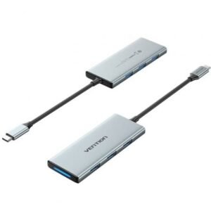 Docking USB Tipo-C Vention TOPHB/ 1xHDMI/ 3xUSB/ 1xLector Placas SD y MicroSD/ Cinzento