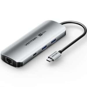 Docking USB Tipo-C Vention TQMHB/ 1xHDMI 4K/ 2xUSB/ 1xUSB Tipo-C/ 1xJack 3.5mm / 1xRJ45/ 1xUSB Tipo-C PD/ 1xLector Placas/ Cinzento