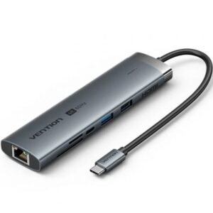 Hub USB Tipo-C 3.2 Vention TGVHB/ 2xUSB/ 1xUSB Tipo-C PD/ 1xUSB Tipo-C/ 1xRJ45/ 1xLector de Placas/ 1xJack 3.5mm/ 1xHDMI/ Cinzento