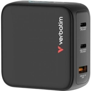 Carregador de Pared Universal GaN para Viaje Verbatim Mini GaN Charger Con Ecrã/ 2xUSB Tipo-C/ 1xUSB/ 100W